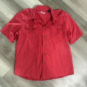Wrangler Red Casual Button Down Shirt Short Sleeves